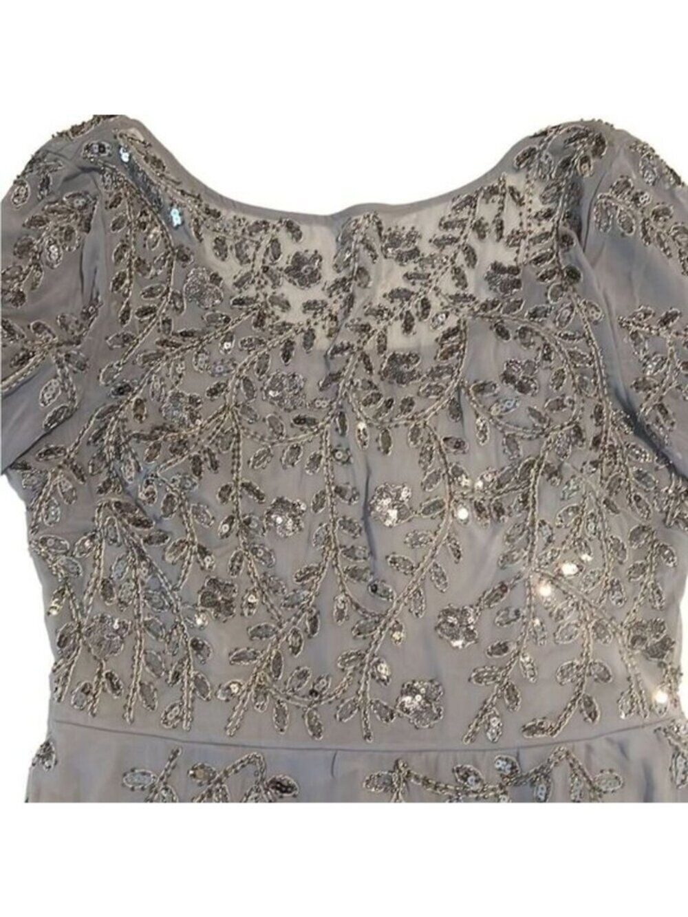 RAGA Icy Princes Gray Silver Beaded Sequined 3/4 Sleeves Dress Size M NWT